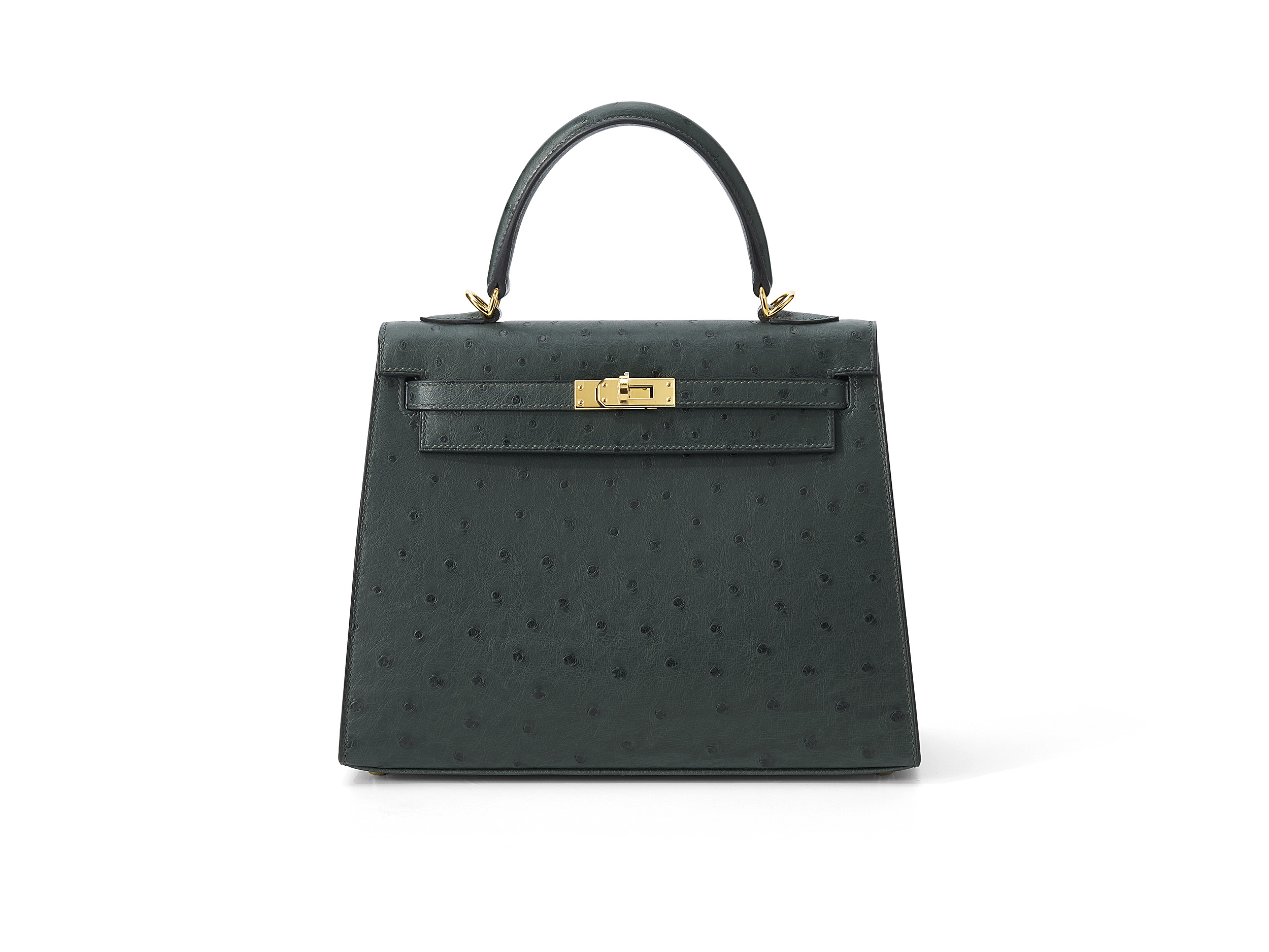 Kelly 25 Sellier Vert Titien Ostrich Kelly 25 Sellier Vert Titien Ostrich