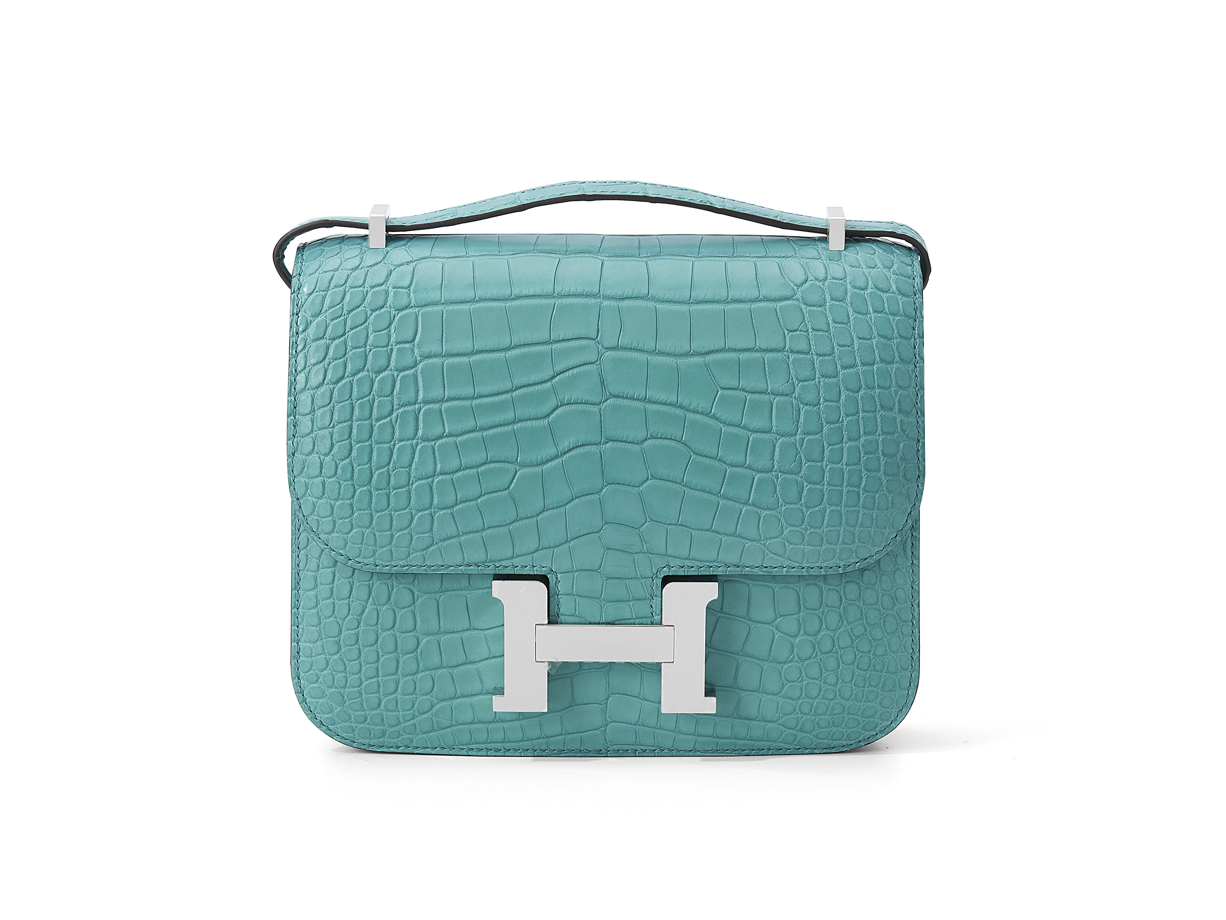 Constance Mini Bleu Paon Alligator Matte 