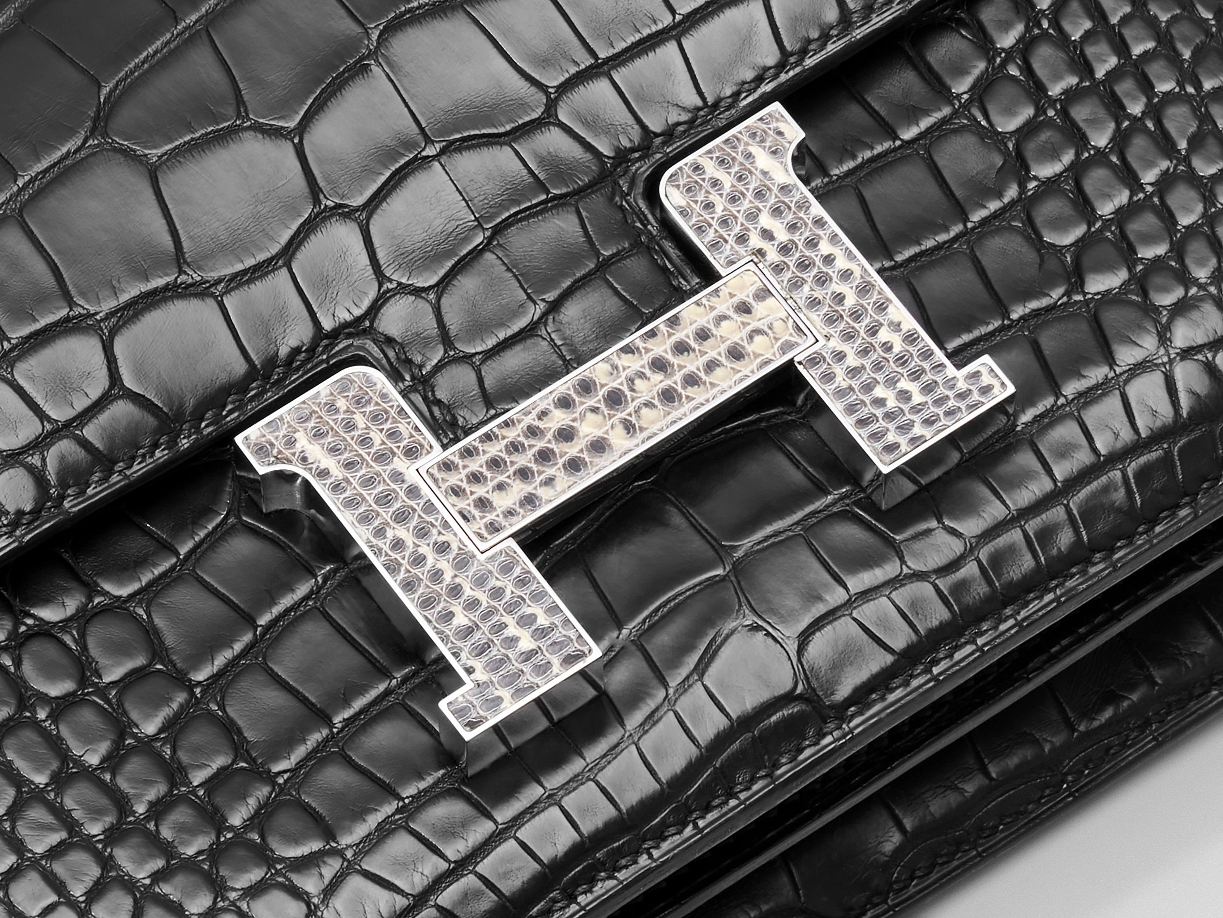 Constance Mini Noir Alligator Matte Ombré