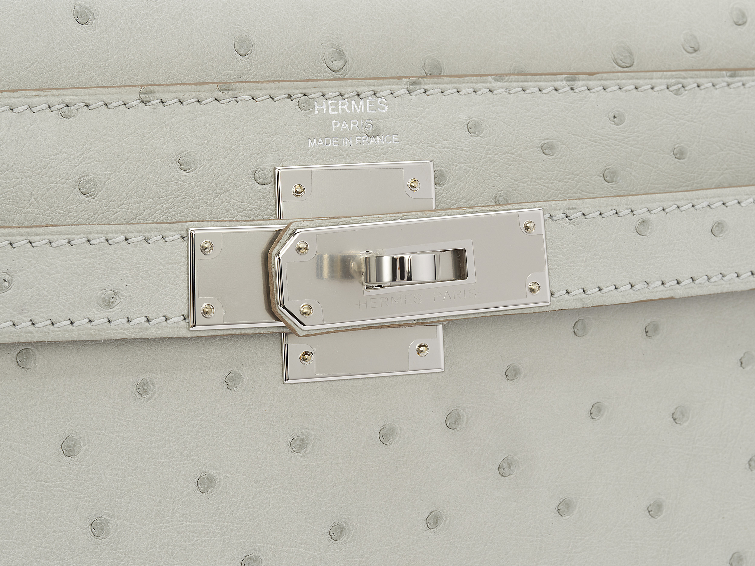 Kelly 28 Sellier Gris Perle Ostrich Kelly 28 Sellier Gris Perle Ostrich