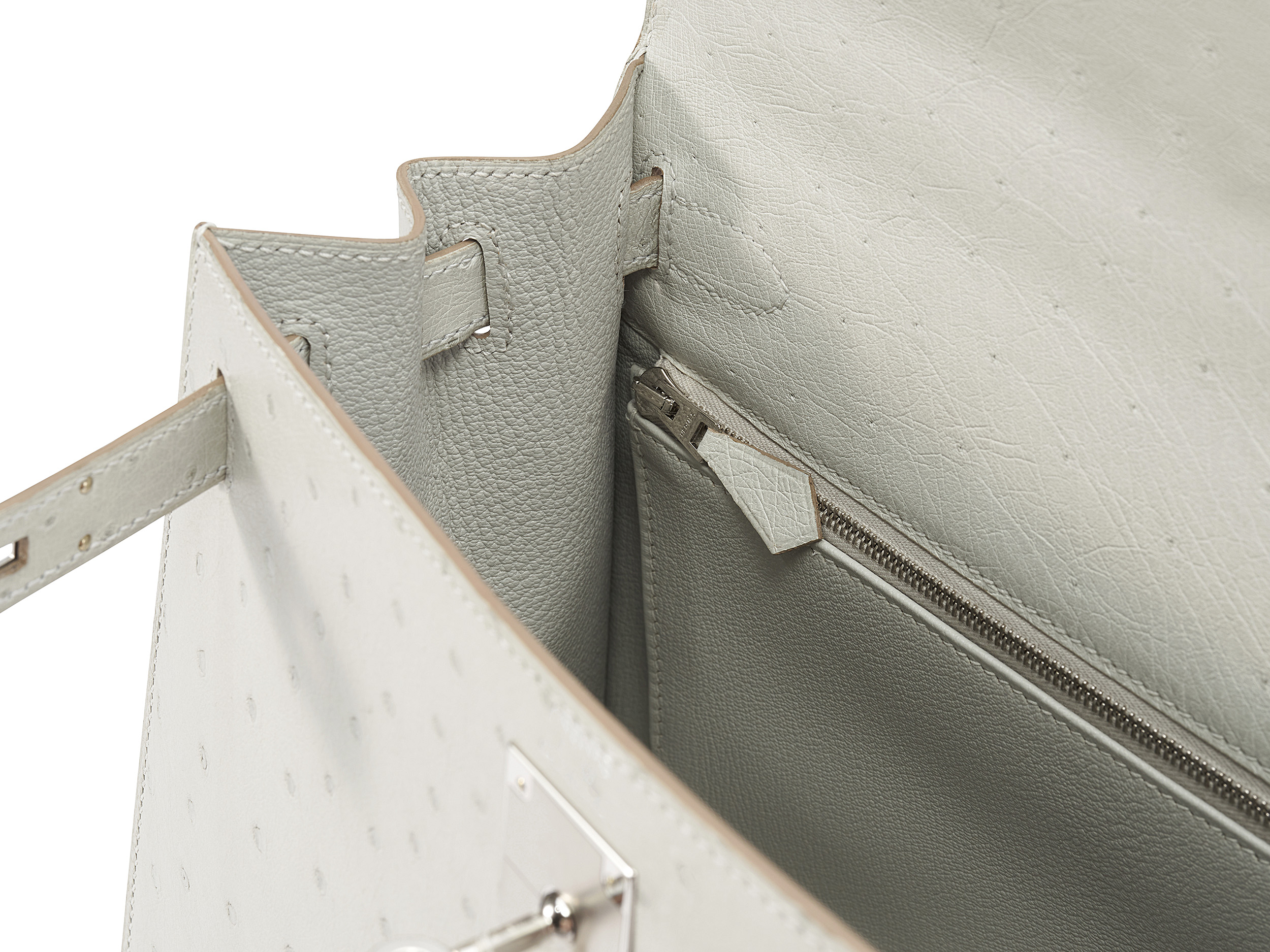 Kelly 28 Sellier Gris Perle Ostrich Kelly 28 Sellier Gris Perle Ostrich