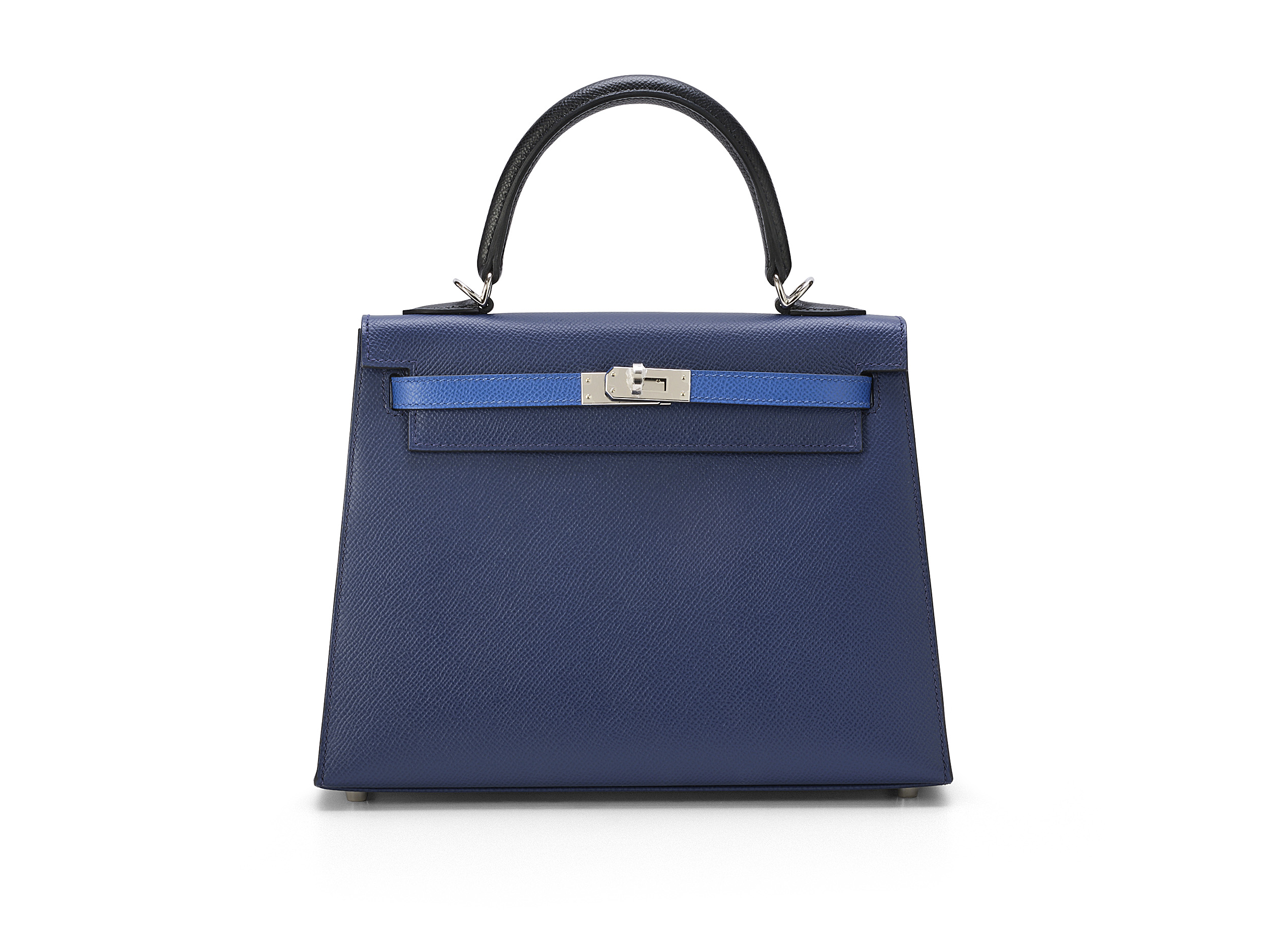 Kelly 25 Sellier Tri-Color Bleu Saphire Epsom 