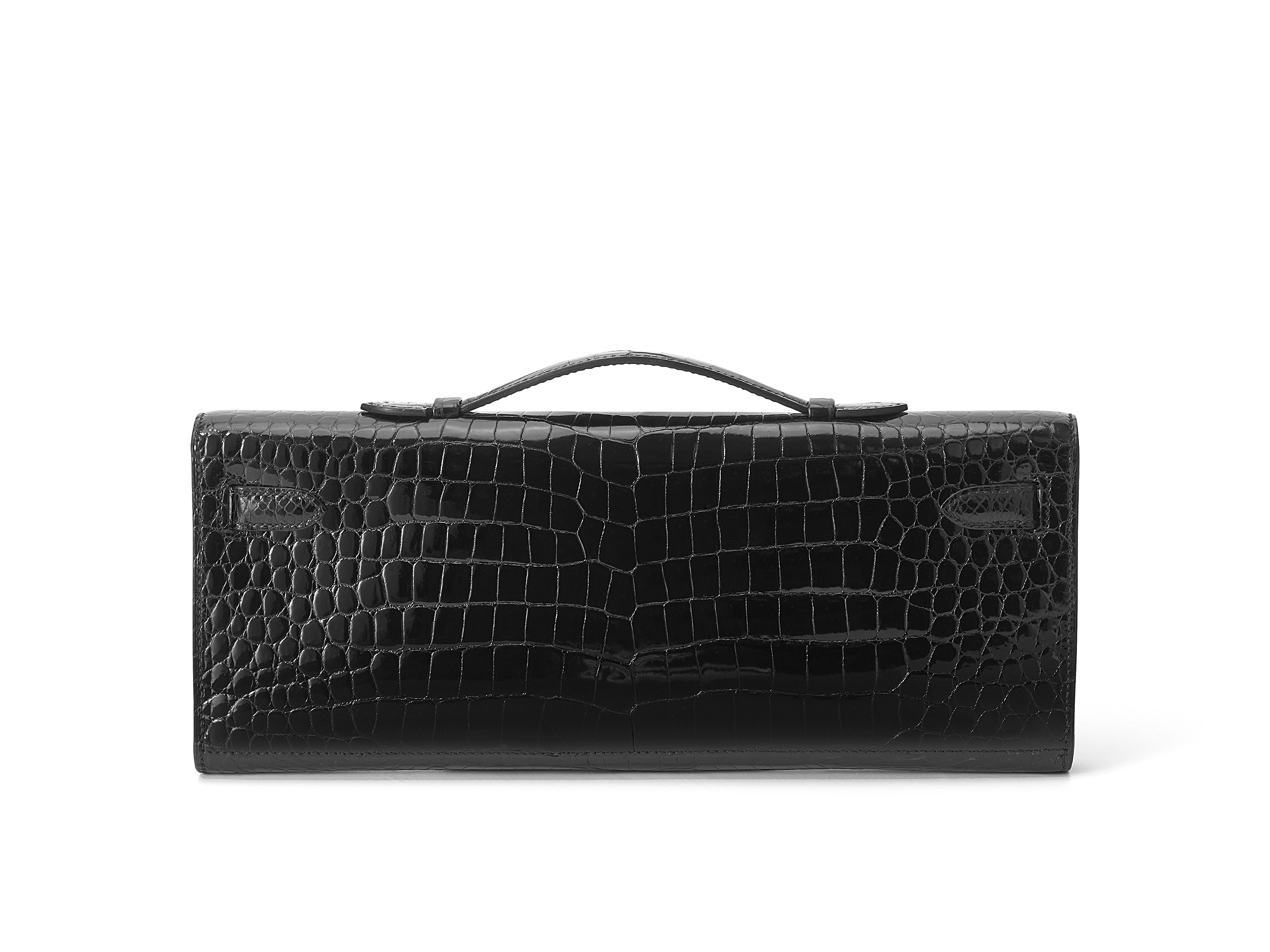 Kelly Cut Noir Crocodile Porosus Lisse