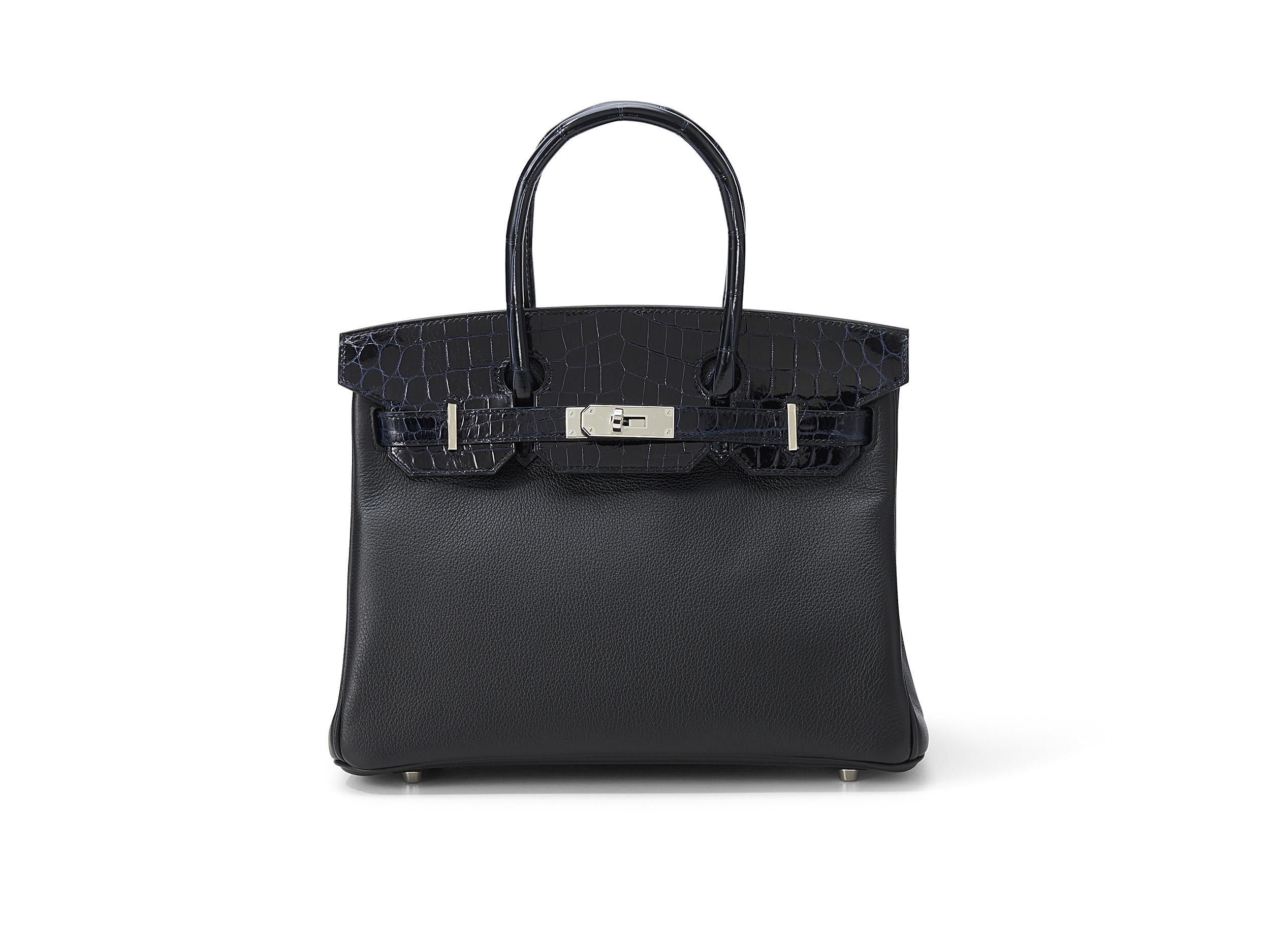 Birkin 30 Touch Noir Bleu Marine Taurillon Novilo Crocodile Niloticus  