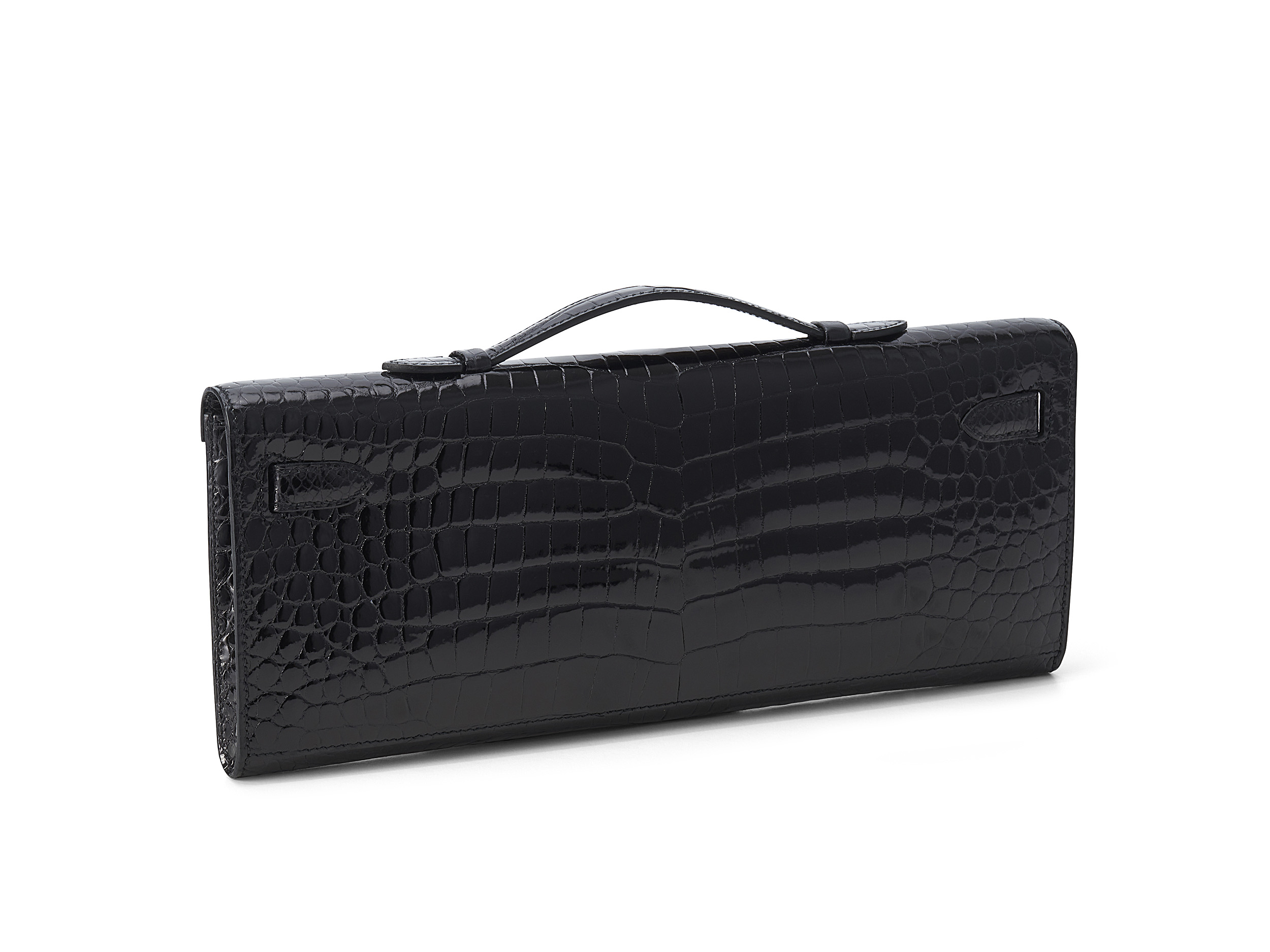 Kelly Cut Noir Crocodile Porosus Lisse