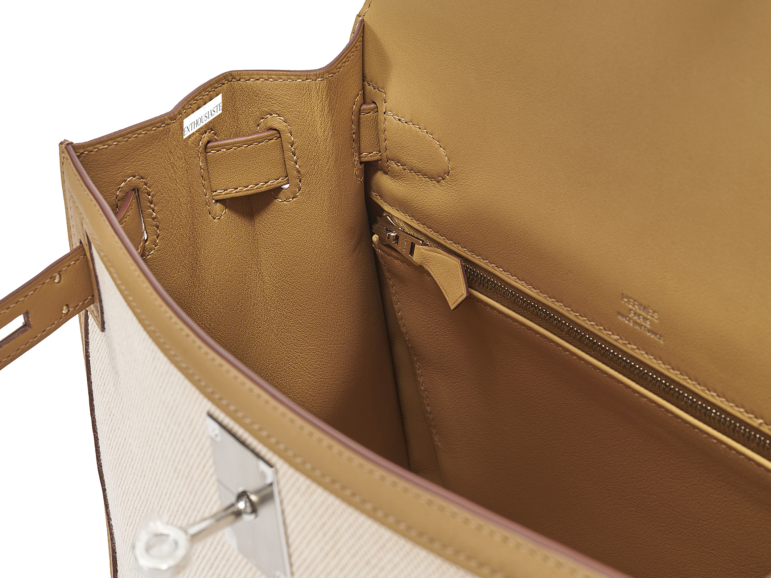 Kelly 28 Sellier Ecru/Beige Toile Swift Kelly 28 Sellier Ecru/Beige Toile Swift